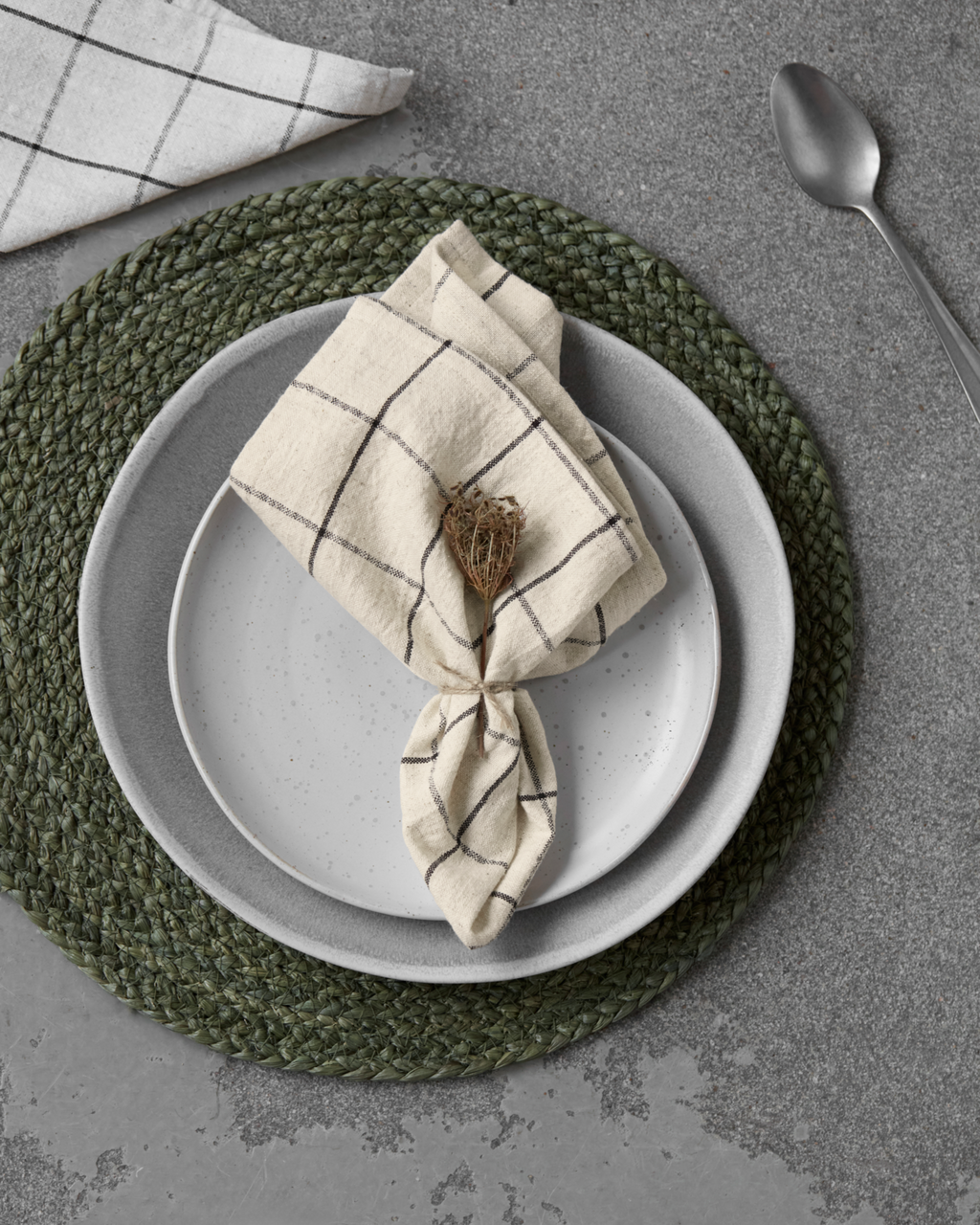 Serviettes de table noir blanc cassé (set 4x)