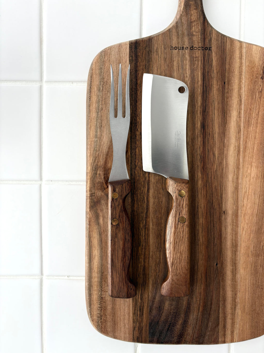 Service à fromage fourchette et couperet palissandre 11cm