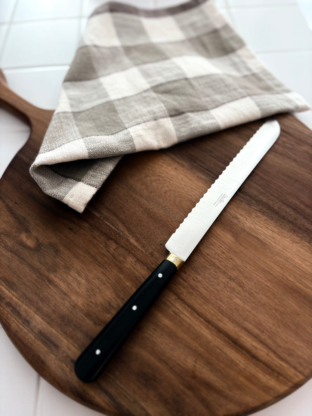 Couteau à pain lame 17cm mitre dorée palissandre