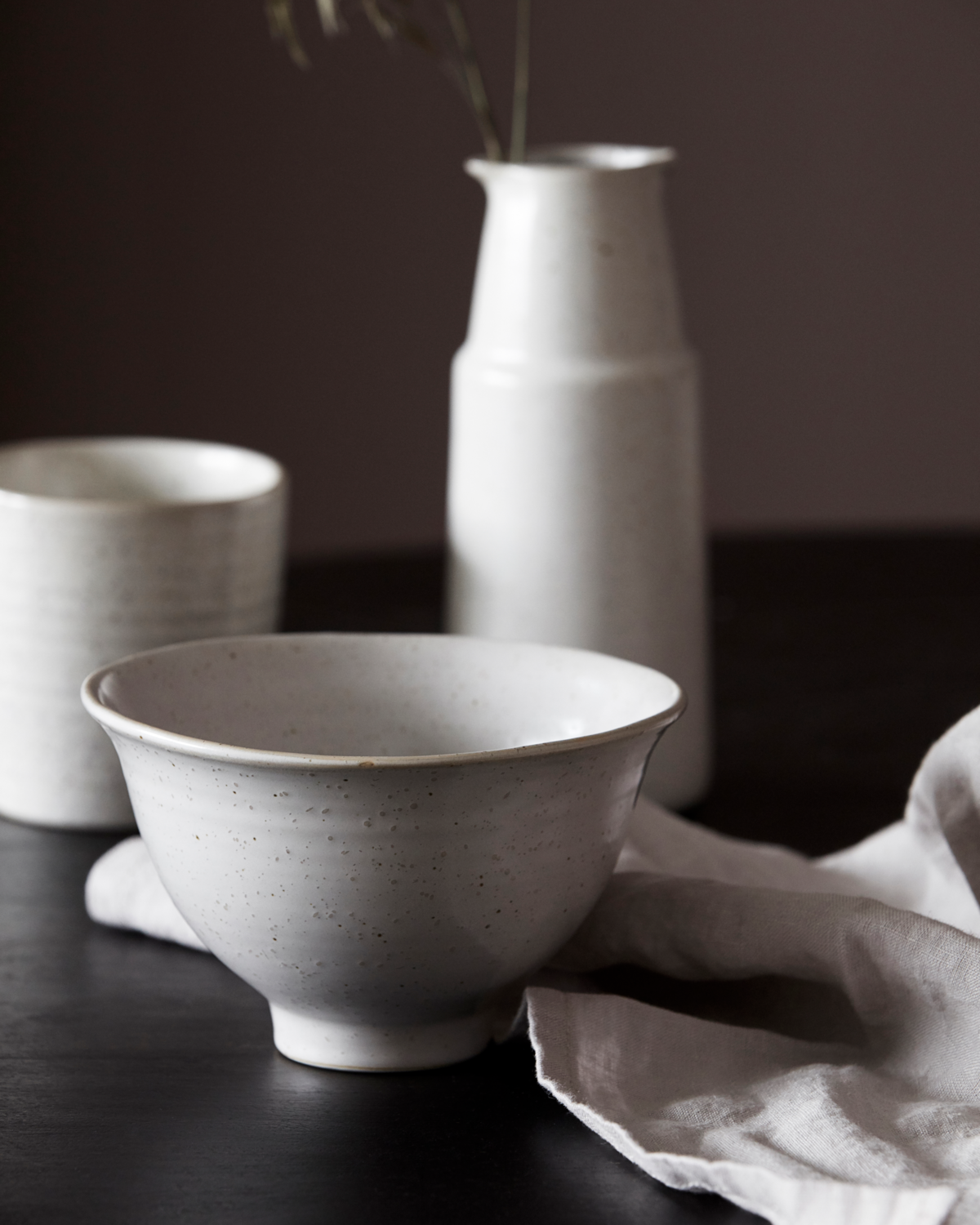 Pion Petit bol en grès, blanc crème-gris