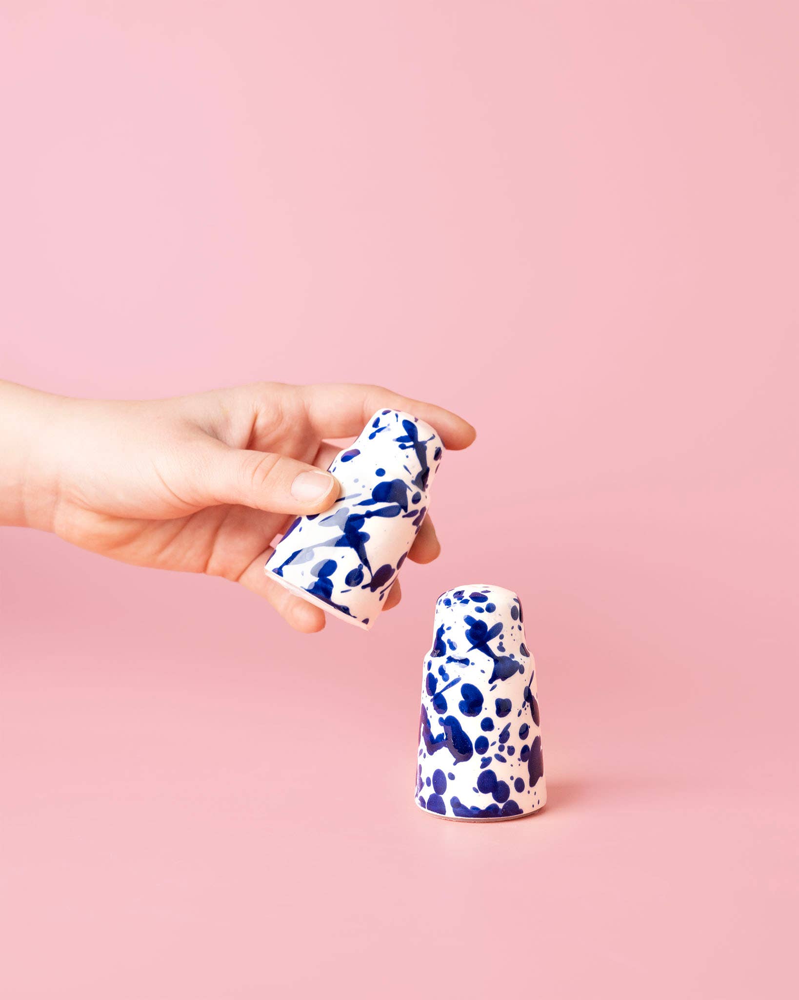 Salière Poivrière Moderne 9cm / Blanc et Bleu PERSIA