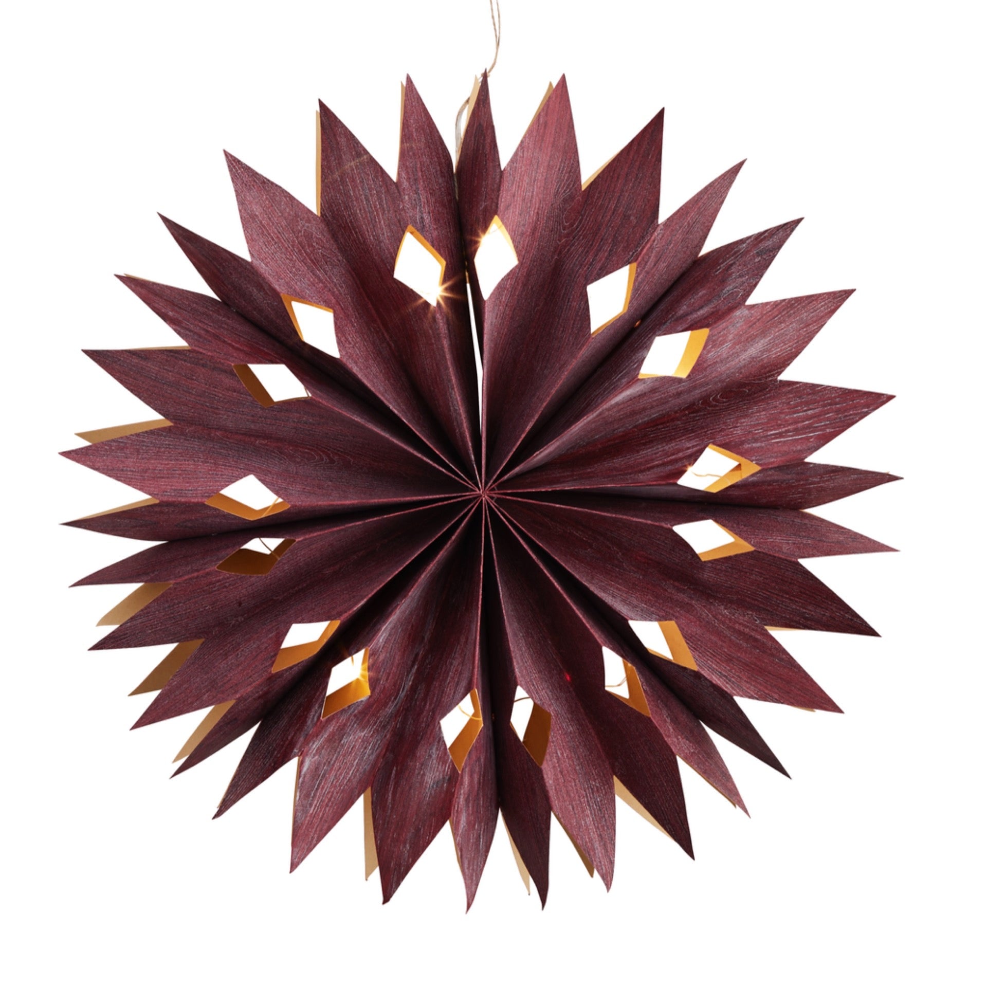 Étoile papier lumineuse 50 cm 15 leds prune