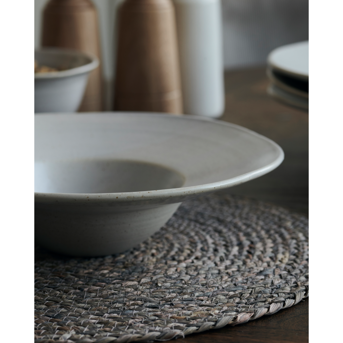 Pion Assiette à pâtes blanc crème-gris